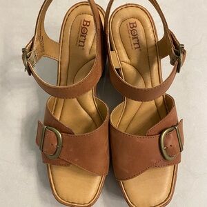 Born Women's Tan Leather Platform Sandals